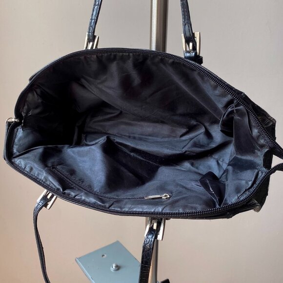 🍂 Y2K Vintage Black Crocodile Print Sleek Baguette Shoulder Bag - Picture 6 of 7
